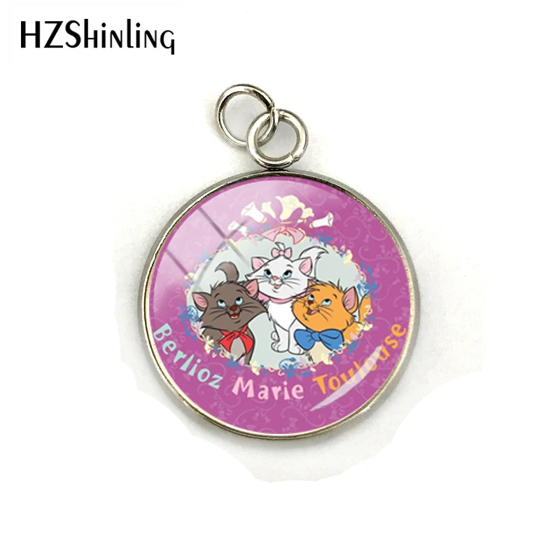 4 Новая мода Marie Cats мультяшный узор Подвески стеклянная подвеска аристократы Подвеска для девочек аниме ювелирные изделия - Окраска металла: 4