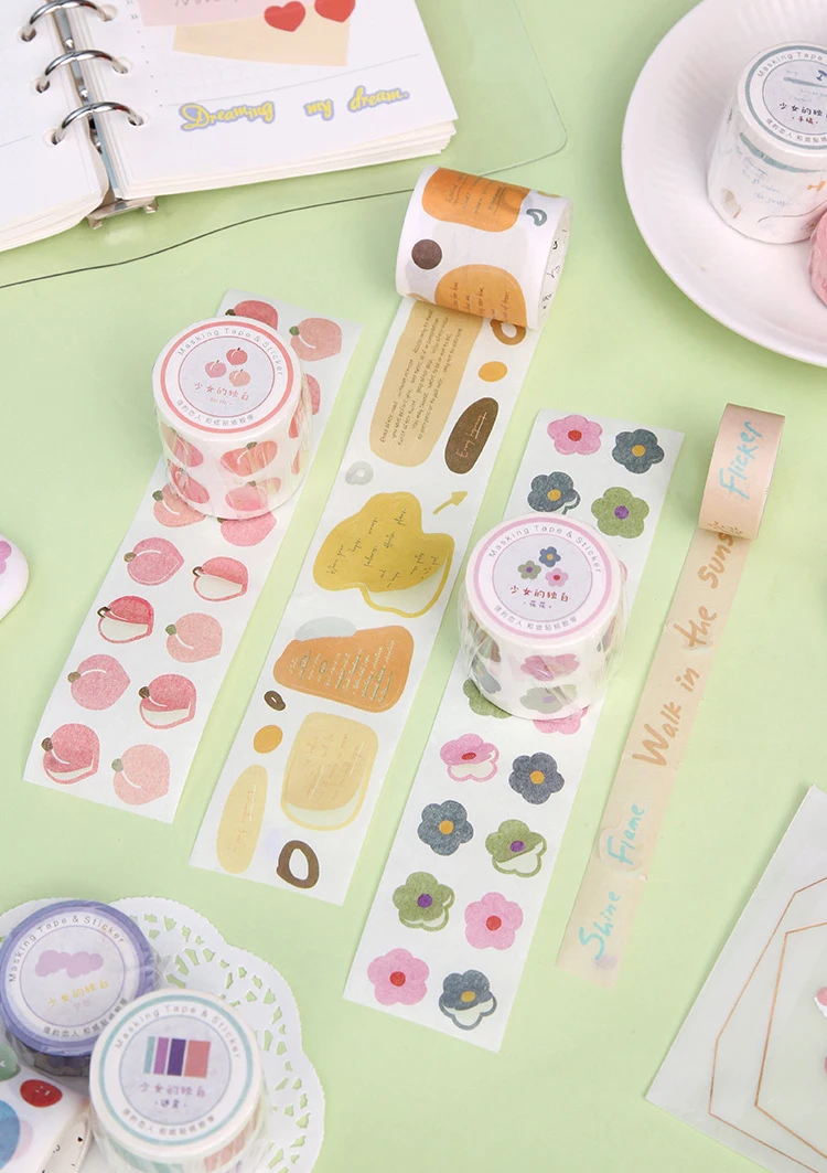 Kawaii милый цветок персик Васи клейкая лента DIY Скрапбукинг наклейка этикетка маскирующая лента корейские канцелярские принадлежности Школьные принадлежности