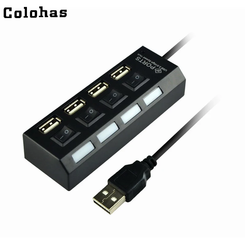 Colohas новый 4 портовый концентратор USB 2 0 с индивидуальными переключателями