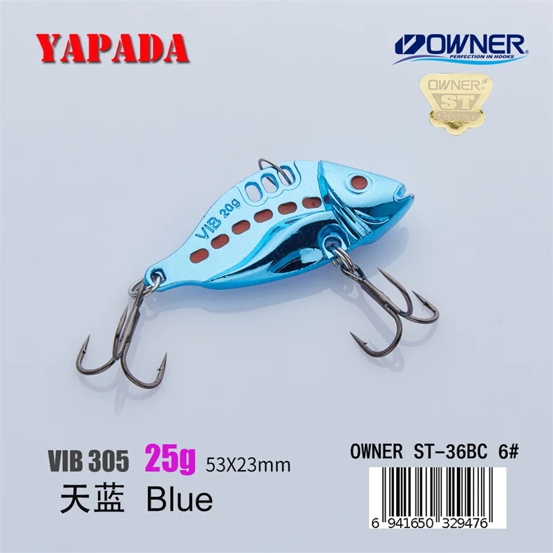 Blue 25g YAPADA VIB 305 шесть точек 20 г/25 г владелец тройной крючок 50-53 мм перо многоцветный цинковый сплав Металл VIB рыболовные приманки бас - Цвет: Blue 25g