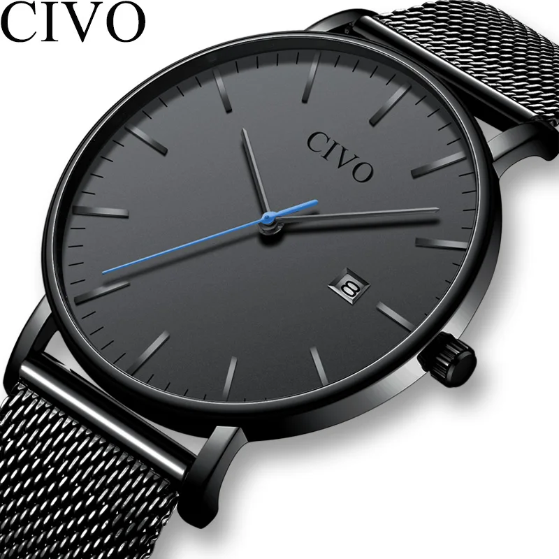 CIVO 2019 New Army Watches Waterproof Mesh Strap Sport Watch Men Date Calendar Wristwatch Clock Relogio Masculino | Наручные часы