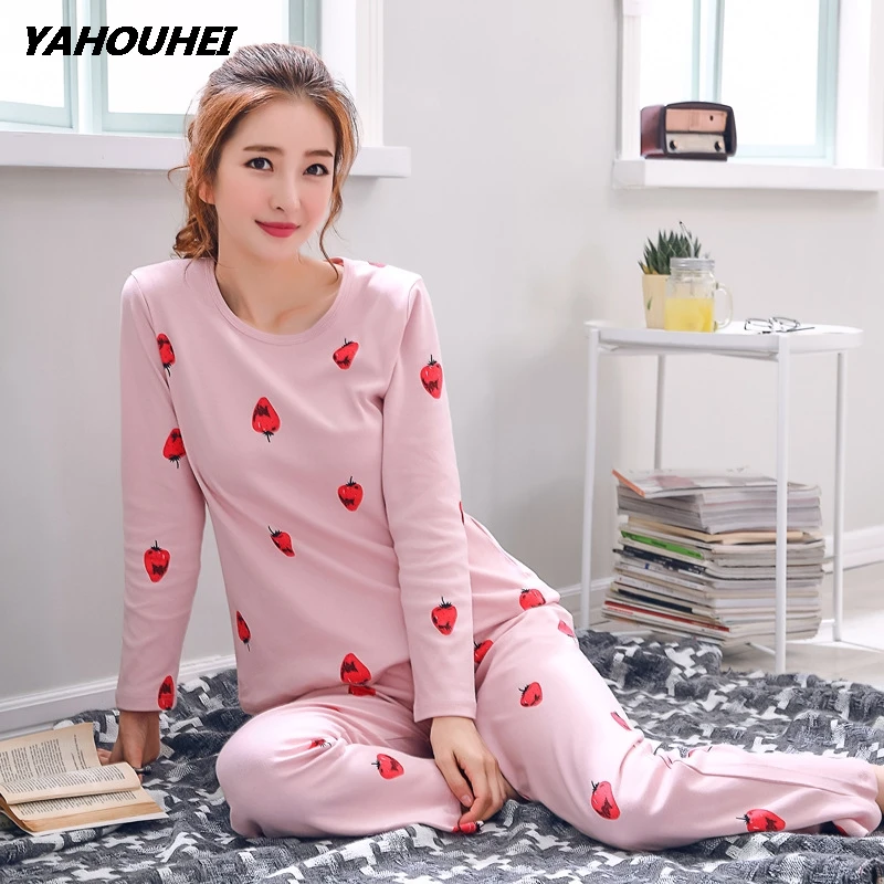 caomei pink Новинка года; сезон осень; Брендовые женские пижамные комплекты с рисунками животных; одежда для сна больших размеров для девочек; женские пижамные костюмы; домашняя одежда; Пижама для женщин - Цвет: caomei pink