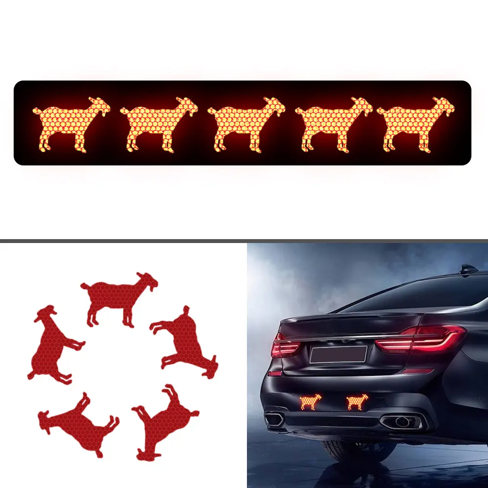 10Pcs Goat Shape Reflective Strips Car Self Adhesive Reflector Stickers Motorcycle Bicycle Funny Decoration Decals | Автомобили и