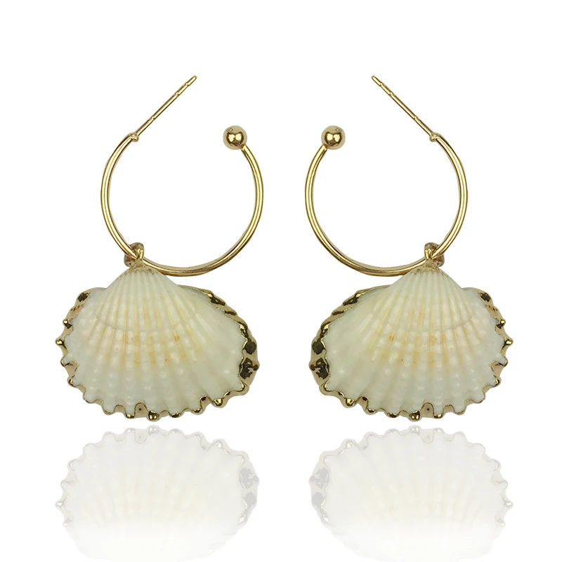 Женские серьги в стиле бохо с искусственными ракушками богемные позолотой и