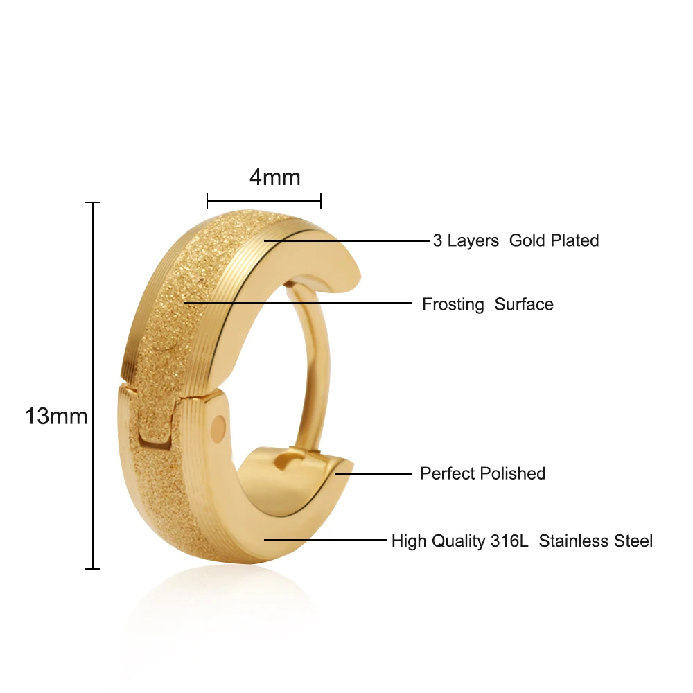 1 пара унисекс из нержавеющей стали золотого цвета|Серьги-кольца| |
