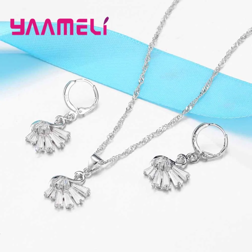 Женский комплект из колье и серёг серебра 925 пробы|jewelry set 925|fashion jewelry setjewelry sets |