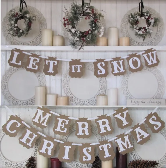 1 комплект MERRY CHRISTMAS + LET IT SNOW баннеры знак поставка украшений для вечеринок|christmas