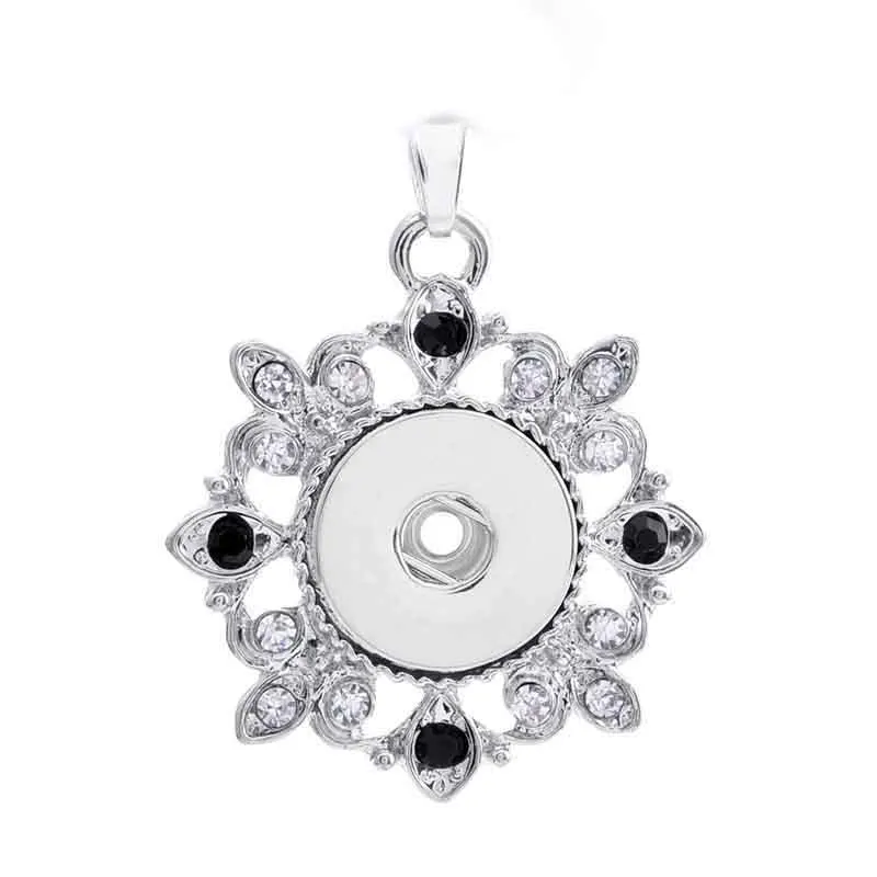 

Hot Sale Flowers 210 Rhinestone Snaps Button Necklace Pendant Necklace Fit 18mm Buttons For Women Charm jewelry