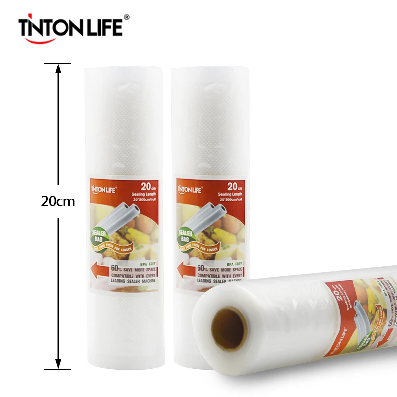 TINTON LIFE 20смx500см/ рулон вакуумного пакета для хранения пищей и продуктов