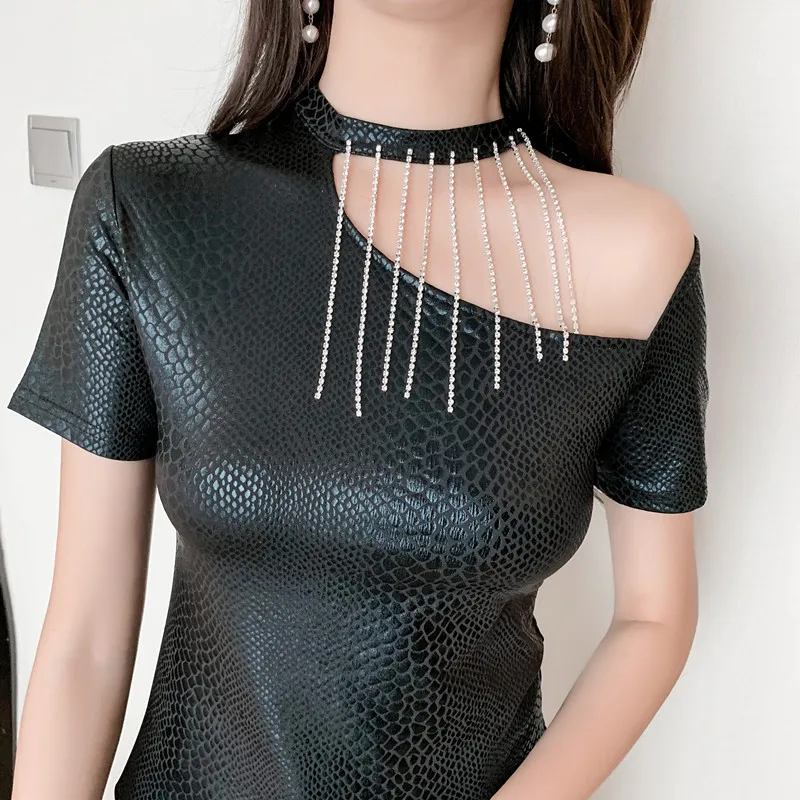 

hollow out halter Women's Clothing t shirts sexy off shoulder tops summer style fashion brand tee shirt femme crop top tees new