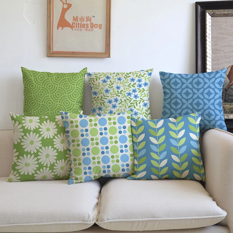 Современный простой зеленый геометрический узор белье Наволочка украшение дома