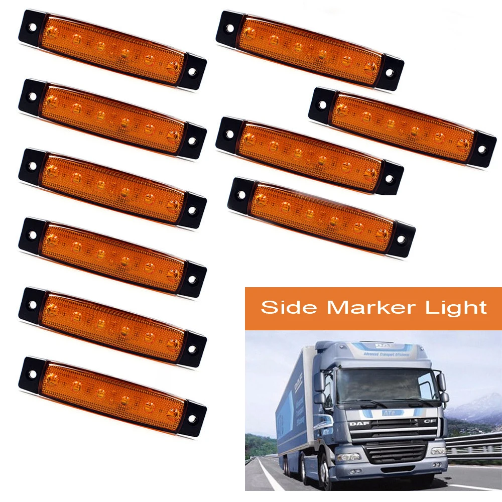 Red White Yellow Blue Green Multiple Flexible Choice Car Truck Marker Trail Side 6 LED Lights Signal Lamp 10PCS/30PCS 12V/24V | Автомобили