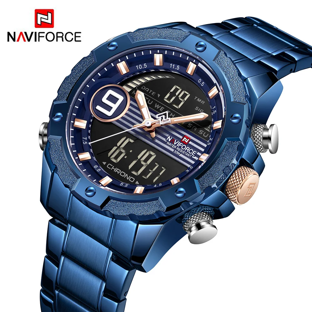 NAVIFORCE 9146S мужские часы Роскошные модные спортивные наручные водонепроницаемые из