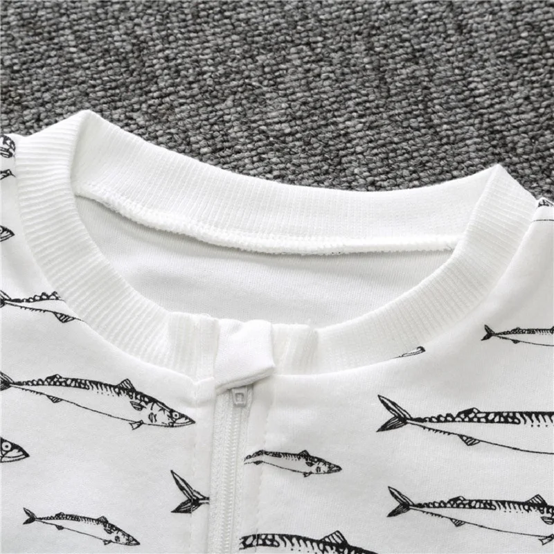 2018 новая детская одежда с принтом рыбы Одежда для новорожденных мальчиков и