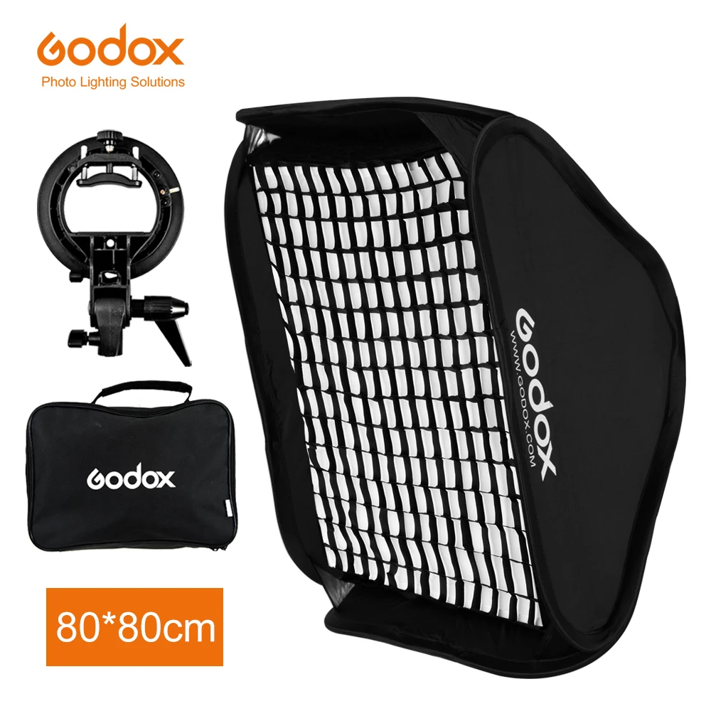Godox Регулируемый софтбокс для вспышки 80 см * + S образный кронштейн сотовая сетка