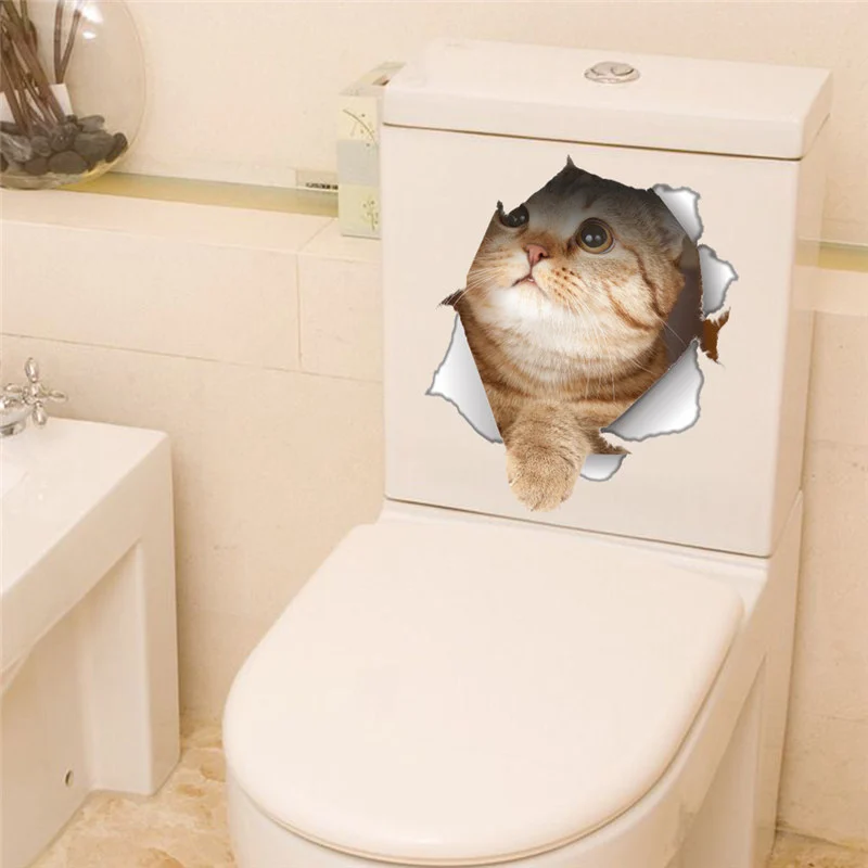 Наклейки на сиденья милого кота для туалета украшение дома Diy Яркие 3d настенные