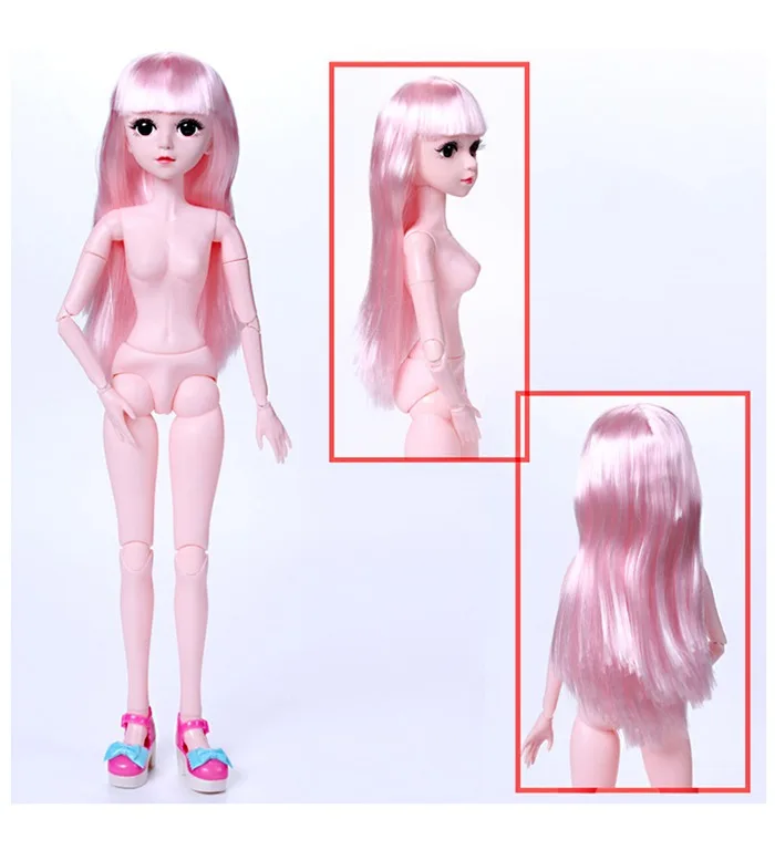 60 см BJD кукла 3D глаза 18 подвижный шарнирный парик Обнаженная девушка куклы тело с обувью Аксессуары куклы игрушки для девочек