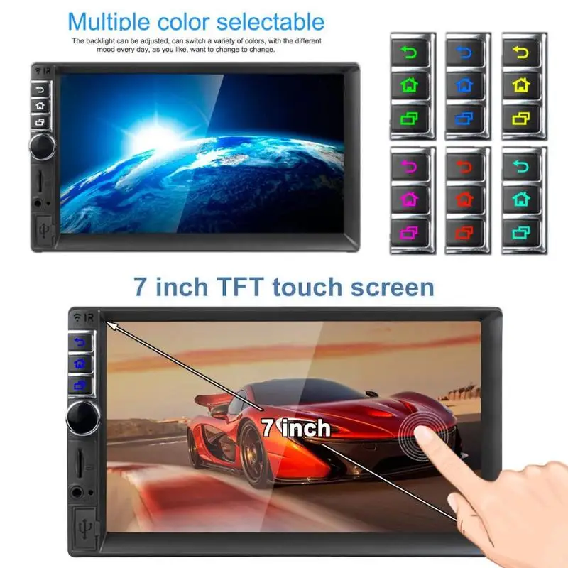7' Touch Screen Car MP4 MP5 Player Android 7.1OS WiFi Stereo GPS Navigator FM Radio with Camera | Автомобили и мотоциклы