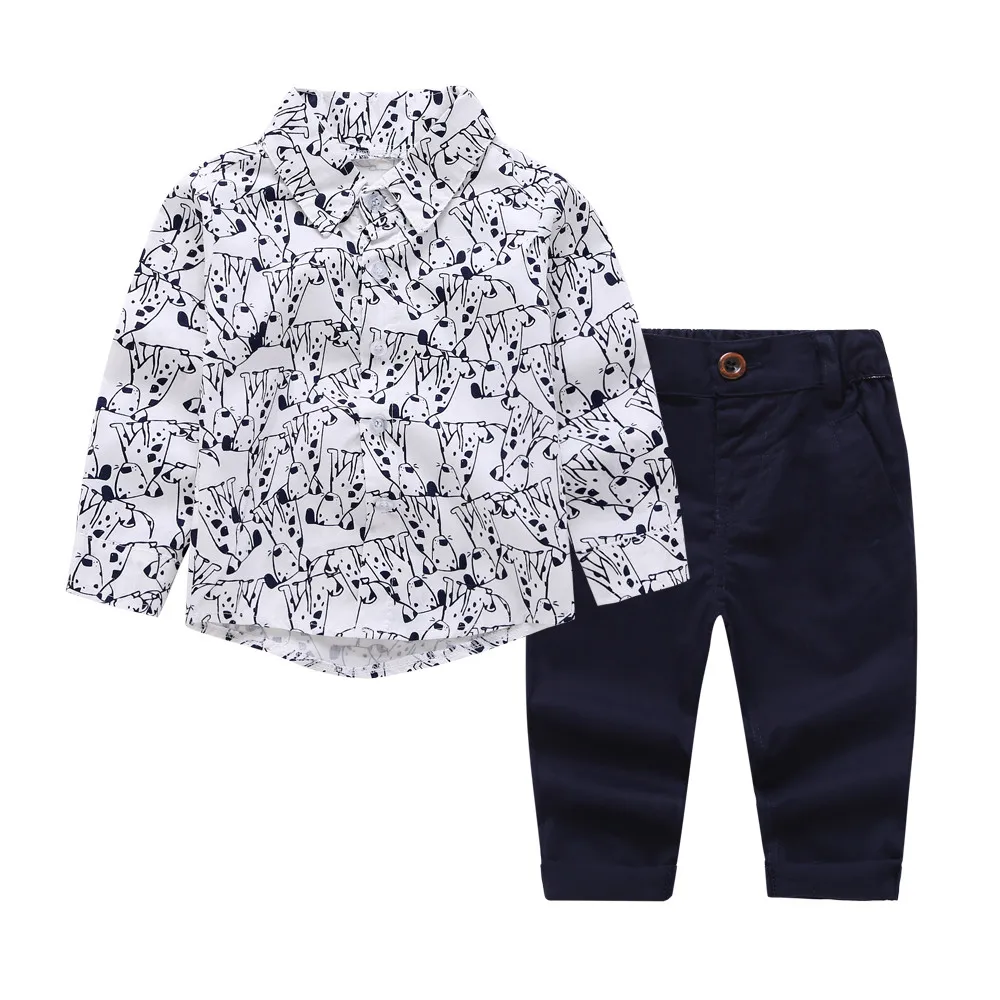 Baby Boy Clothes 2020 Autumn Newborn Sets Infant Clothing Gentleman Suit Cartoon dog shirt+Trousers kids clothes outfits |