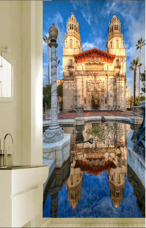 Пользовательские 3D фрески красивые пейзажи европейской церкви вход фон гостиной