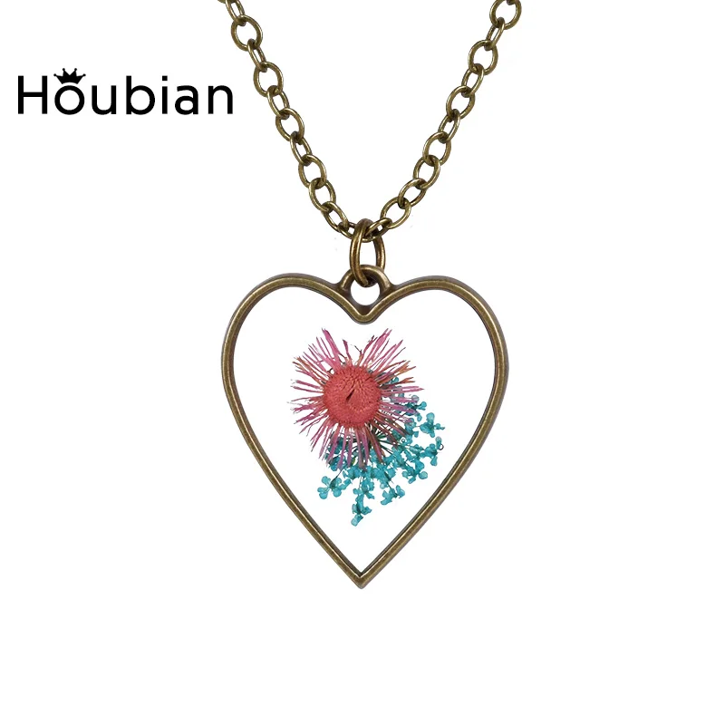 2017 модное ожерелье в форме сердца популярное длинное из сухоцветного стекла