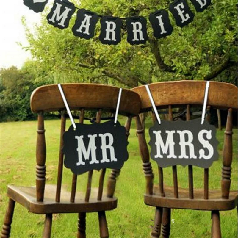 2 шт./компл. баннер на спинку стула MR & MRS свадебный реквизит для свадебных