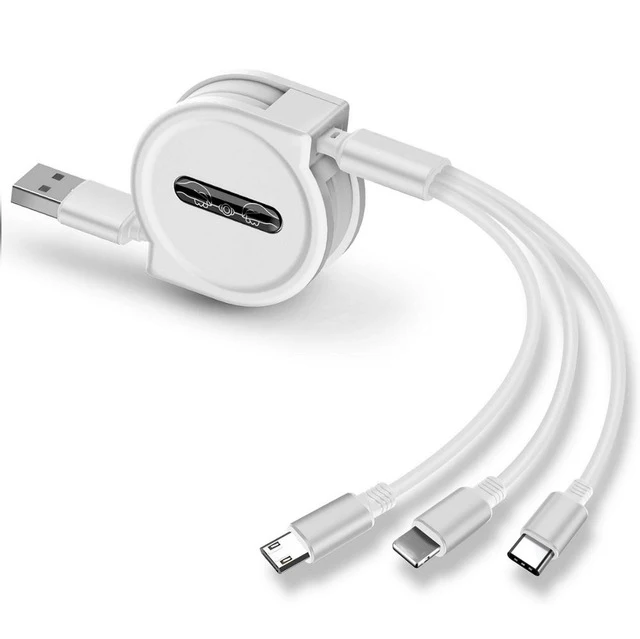 1,2 м 3 в 1 Выдвижной Usb кабель для зарядки Usb type-c кабель для Xiaomi Redmi Note 7 samsung A8 A9 телефон зарядное устройство провод шнур - Цвет: 1.2m White
