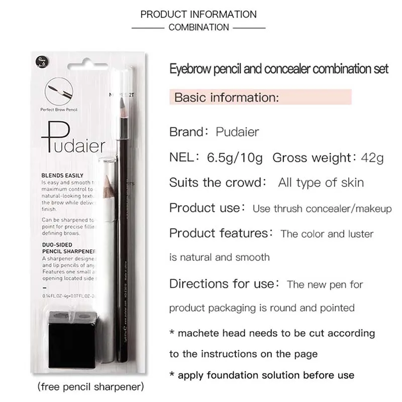 

Eyebrow Pencil White Concealer Fixing Pen Set Shaping Brighten Eye Brow Makeup Waterproof Persistent With Sharpener Kit Good Use