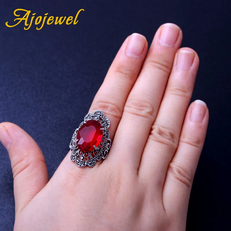 Женское кольцо с крупным овальным красным кристаллом фианитом|crystal rings for women|crystal