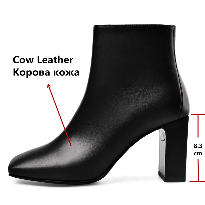 Женские ботинки на молнии FEDONAS классические офисные из натуральной кожи высоком