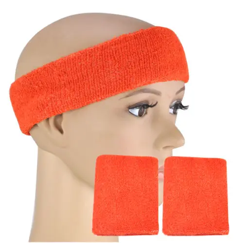 Неоновая повязка от пота на голову и 2 браслета нарядное платье FUN RUN Orange|Поддержка