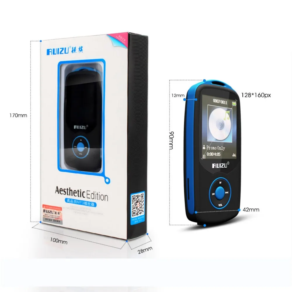 Оригинал RUIZU X06 Bluetooth Mp3-плеер Hifi Музыка С 4 ГБ + 16 1.8 Дюймовый Экран 100 часов Высокой