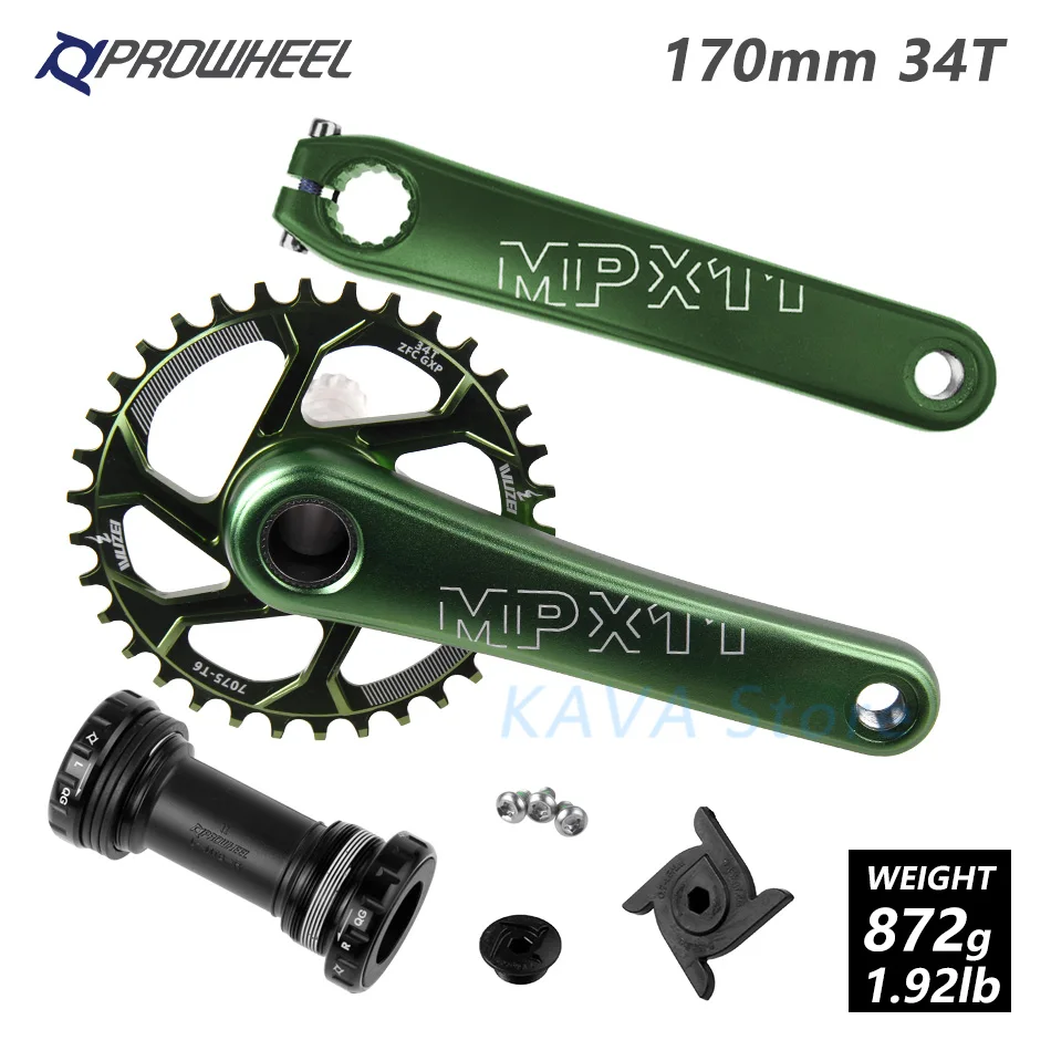 170 Green 34T and BB MTB велосипед для горного велосипеда костюм с каретка BB 170/175 мм узкая широкая цепь из колец цепь 30/32/34/36/38T Crank Звездочка для SRAM GXP - Цвет: 170 Green 34T and BB