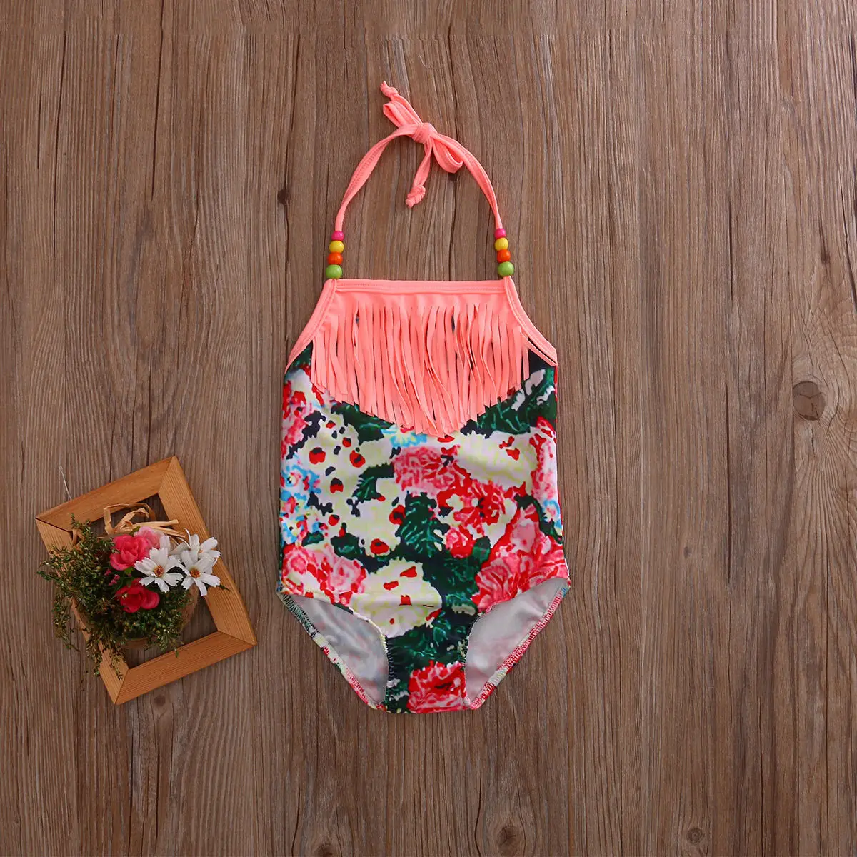 Купальник для маленьких девочек новинка 2017 монокини с цветочным принтом и