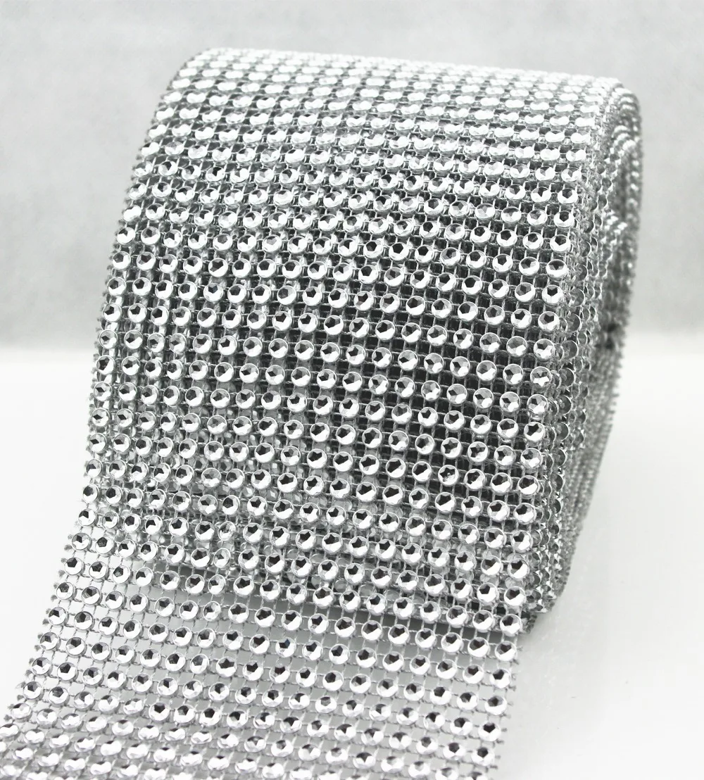 18-рядная Серебряная Кристальный Свадебный Стол Из Сетчатой ленты со стразами