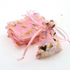 7x9 см розовое сердце бронзовая органза ювелирные изделия Популярные подарочные пакеты дешевые пакеты упаковка кофейные зерна пакеты 100 шт.лот оптовая продажа