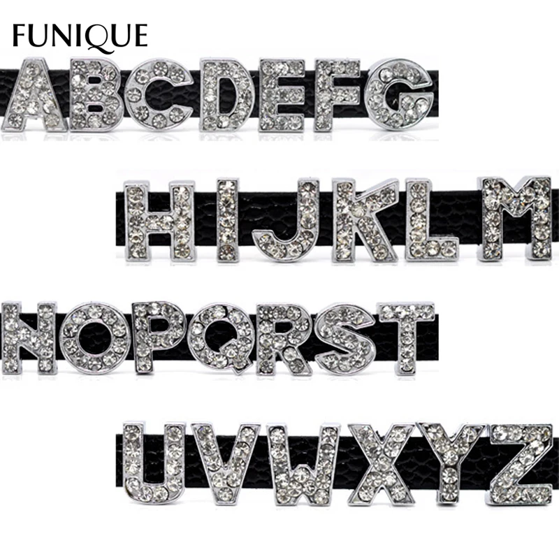 FUNQIUE бусины с буквами 26 шт Смешанные A Z Стразы алфавит для DIY женщин мужчин