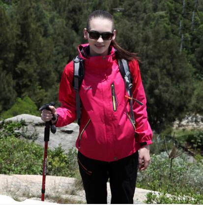 Мужская и женская походная куртка 3 в 1, зимняя ветровка,, водонепроницаемая, ветрозащитная, 2 в 1, уличная флисовая подкладка, лыжные трилиматные куртки - Цвет: Light Red