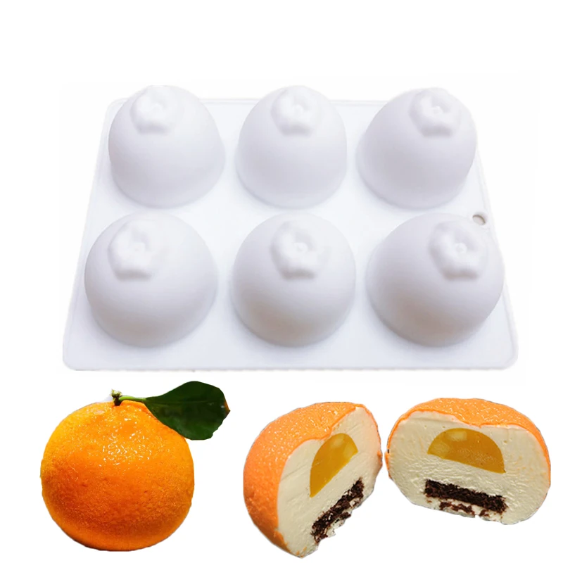 Filbake 6 полости силикона 3D торта Формы для выпечки Fondant (сахарная) оранжевый трюфели