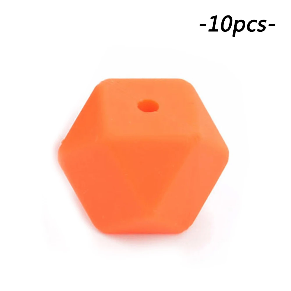 orange LOFCA 10 шт. мини шестигранные силиконовые бусины 14 мм Прорезыватель для зубов Детские Прорезыватели Детские Силиконовые игрушки для изготовления ожерелья без бисфенола - Цвет: orange