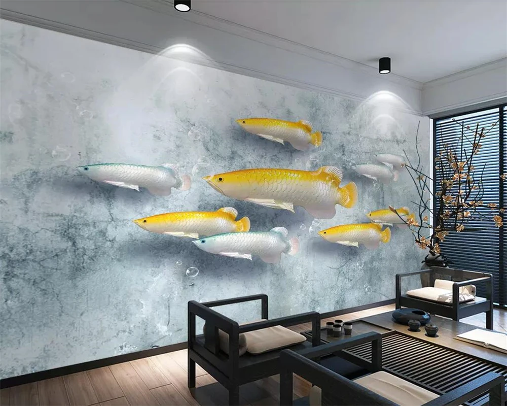Beibehang пользовательские обои 3D стерео тиснение arowana фоновая стена гостиная
