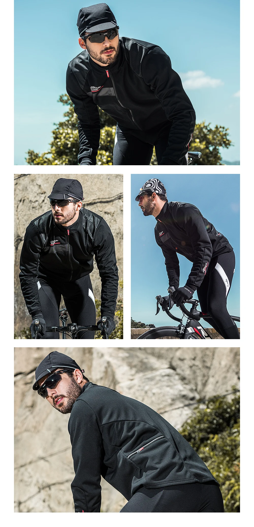 Santic Мужская зимняя теплая ветрозащитная велосипедная куртка MTB велосипедная ветровка спортивная одежда пальто подходит для 2-10 градусов