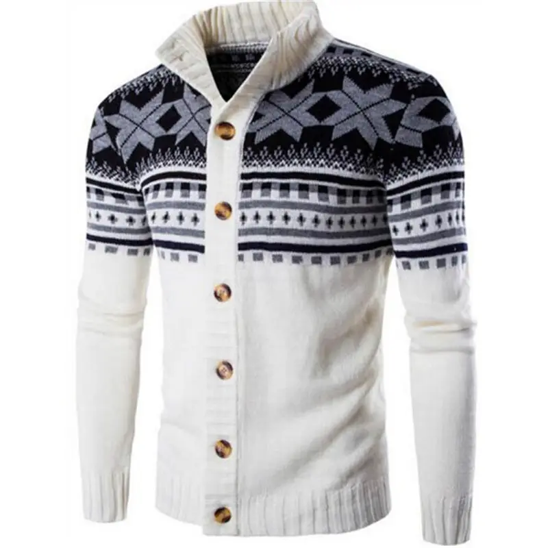 

Shipping Hot new autumn and winter 2017 men's sweater cardigan sweater national wind spell color sweater coat coarse lines M-2XL