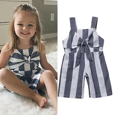 

Summer Baby Girls Kid Girl Jumpsuit Striped Romper Sunsuit Outfit Fashion Halter Sleeveless Clothes Casual Cute Rompers