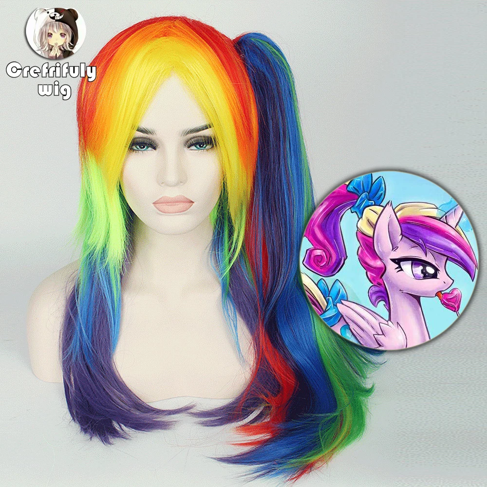 Парик для косплея My Little Pony прямой синтетический разноцветный с длинным хвостом