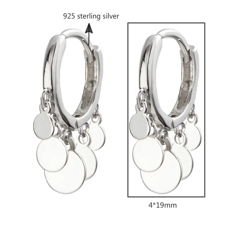

Flyleaf 925 Sterling Silver Simple Round Piece Drop Earrings For Women Temperament Gold Dangle Earings Fashion Jewelry Party