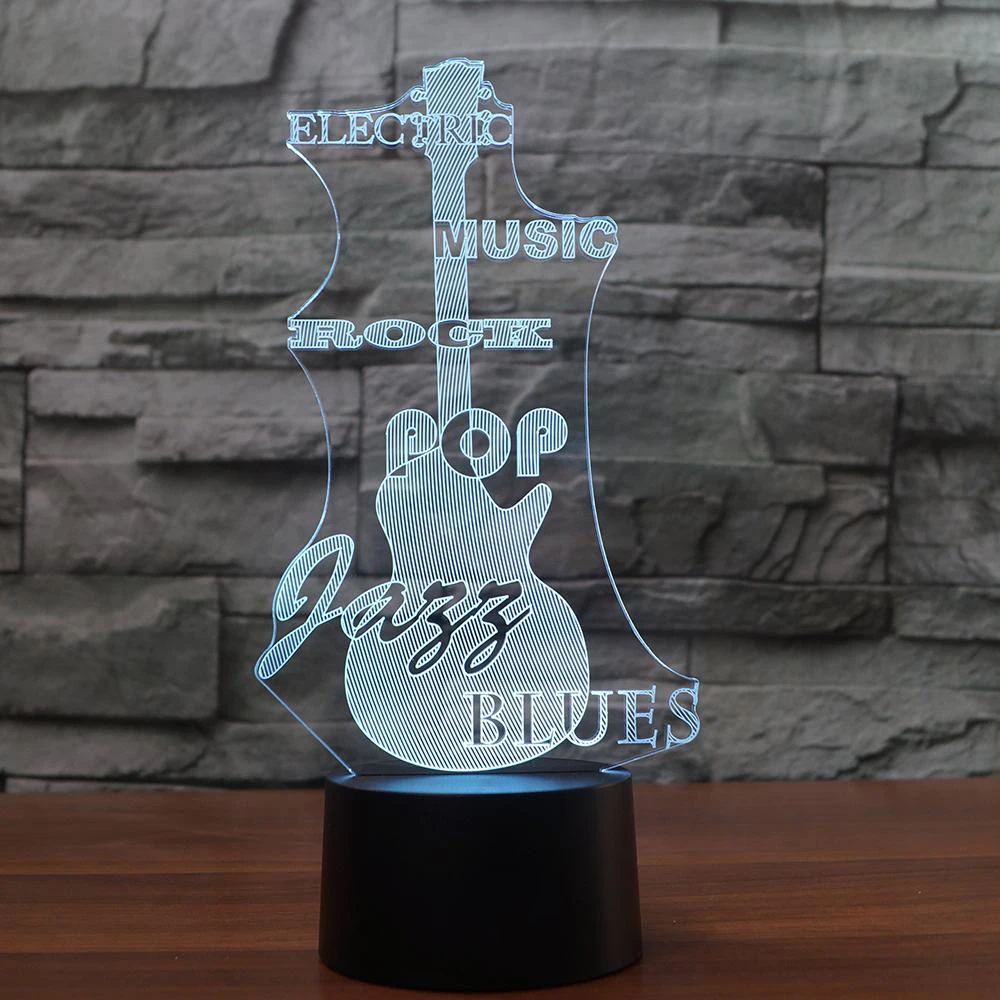3D Led 7 цветов меняющий Цвет Usb детские подарки светящаяся гитара домашний Декор