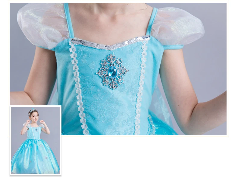Обувь для девочек костюм Эльзы синий Снежная королева платье принцессы с длинный