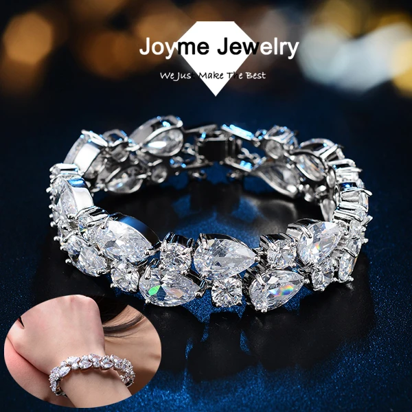Браслеты и обручи Joyme из белого золота с прозрачным цирконием модные ювелирные