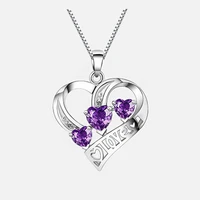 two color necklace pendant clear crystal hard cubic zirconia new arrival good heart shape 925 sterling silver jewelry